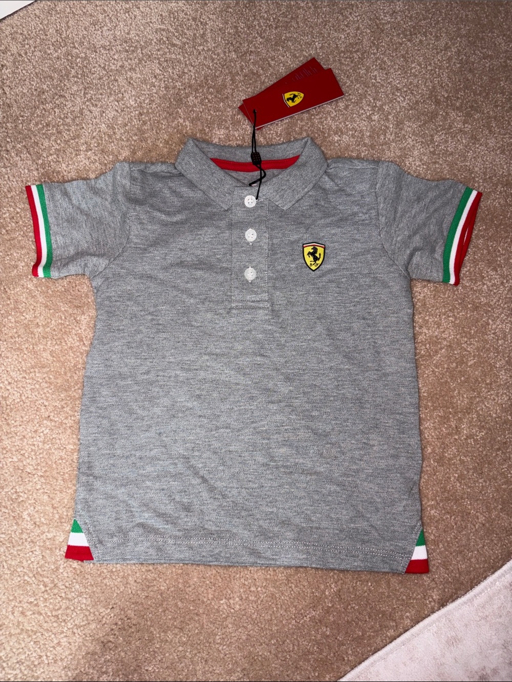Ferrari Gray Kids Polo with Italian Trim